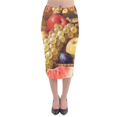 Fruits Velvet Midi Pencil Skirt by Excel