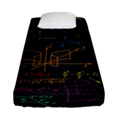 Mathematical-colorful-formulas-drawn-by-hand-black-chalkboard Fitted Sheet (single Size) by Simbadda