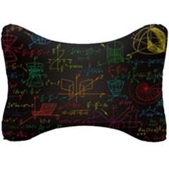 Mathematical-colorful-formulas-drawn-by-hand-black-chalkboard Seat Head Rest Cushion by Simbadda