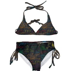 Mathematical-colorful-formulas-drawn-by-hand-black-chalkboard Kids  Classic Bikini Set by Simbadda