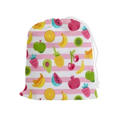Tropical-fruits-berries-seamless-pattern Drawstring Pouch (xl) by Simbadda