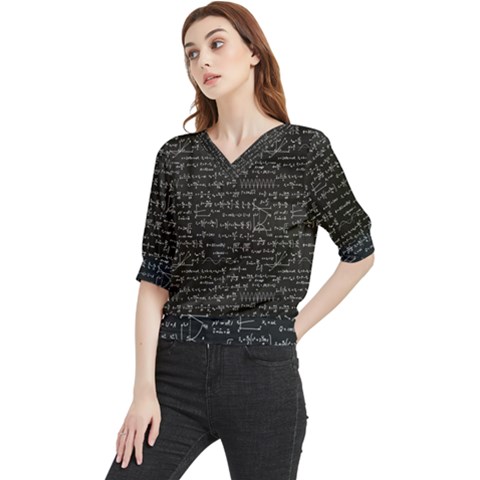 Math-equations-formulas-pattern Quarter Sleeve Blouse by Simbadda