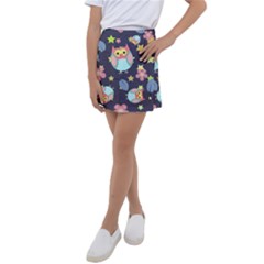 Owl-stars-pattern-background Kids  Tennis Skirt by Simbadda