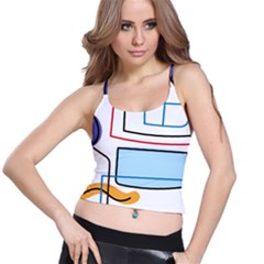 Sketch Line Art Doodles Design Spaghetti Strap Bra Top by Grandong
