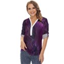 Feather Pattern Texture Form Zip Up Long Sleeve Blouse View2