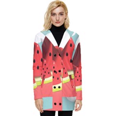Strawberries Fruit Button Up Hooded Coat  by Grandong