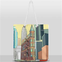 Building Urban Architecture Tower Full Print Rope Handle Tote (large) by Grandong