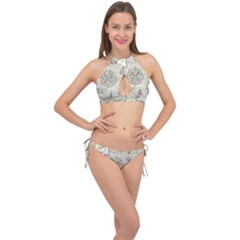 Vintage World Map Antique Cross Front Halter Bikini Set by Proyonanggan