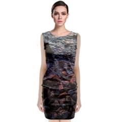 Twilight Treasures: Rocky Beachscape  Sleeveless Velvet Midi Dress by dflcprintsclothing