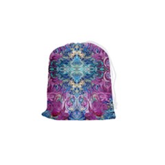 Orchids Pour  Drawstring Pouch (small) by kaleidomarblingart