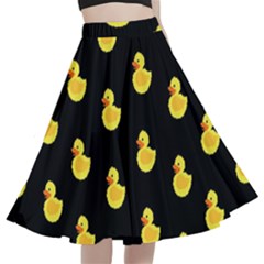 Rubber Duck A-line Full Circle Midi Skirt With Pocket by Valentinaart