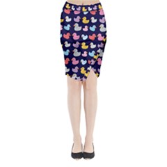 Micro Duck Pattern Midi Wrap Pencil Skirt by NerdySparkleGoth