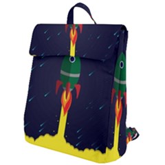 Rocket Halftone Astrology Astronaut Flap Top Backpack by Bangk1t