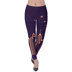Skyscraper Town Urban Towers Velvet Leggings by Bangk1t
