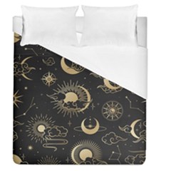 Asian Seamless Pattern With Clouds Moon Sun Stars Vector Collection Oriental Chinese Japanese Korean Duvet Cover (queen Size) by Bangk1t