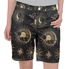 Asian-set With Clouds Moon-sun Stars Vector Collection Oriental Chinese Japanese Korean Style Women s Pocket Shorts by Bangk1t