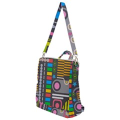 Pattern Geometric Abstract Colorful Arrows Lines Circles Triangles Crossbody Backpack by Bangk1t