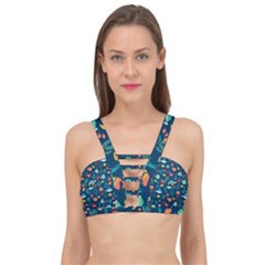 Variety Of Fish Illustration Turtle Jellyfish Art Texture Cage Up Bikini Top by Bangk1t