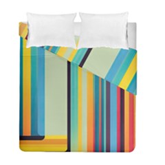 Colorful Rainbow Striped Pattern Stripes Background Duvet Cover Double Side (full/ Double Size) by Bangk1t