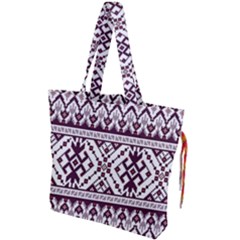 Illustration Ukrainian Folk Seamless Pattern Ornament Drawstring Tote Bag by pakminggu