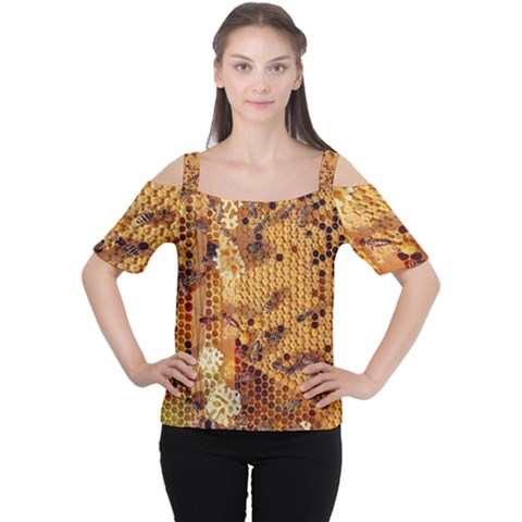 Bees Nature Animals Honeycomb Cutout Shoulder Tee by pakminggu