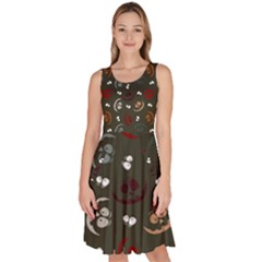 Art Halloween Pattern Creepy Design Digital Papers Knee Length Skater Dress With Pockets by pakminggu