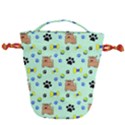 Dog Pattern Seamless Blue Background Scrapbooking Drawstring Bucket Bag View1