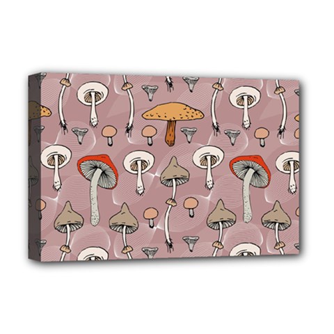 Mushrooms Autumn Fall Pattern Seamless Decorative Deluxe Canvas 18  X 12  (stretched) by pakminggu