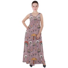 Mushrooms Autumn Fall Pattern Seamless Decorative Empire Waist Velour Maxi Dress by pakminggu