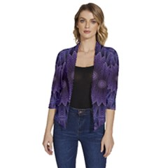 Shape Geometric Symmetrical Symmetry Wallpaper Women s Draped Front 3/4 Sleeve Shawl Collar Jacket by Bangk1t