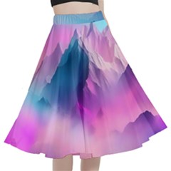 Landscape Mountain Colorful Nature A-line Full Circle Midi Skirt With Pocket by Ravend