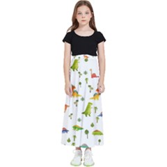 Vector Baby Dino Seamless Pattern Kids  Flared Maxi Skirt by Grandong