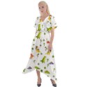 Vector Baby Dino Seamless Pattern Cross Front Sharkbite Hem Maxi Dress View1