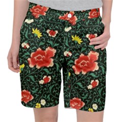 Background Vintage Japanese Design Women s Pocket Shorts by Grandong