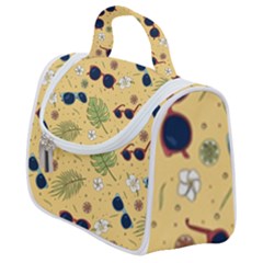 Seamless Pattern Of Sunglasses Tropical Leaves And Flower Satchel Handbag by Grandong
