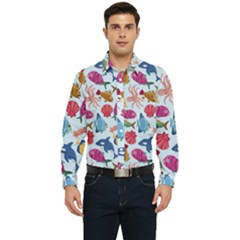 Sea Creature Themed Artwork Underwater Background Pictures Men s Long Sleeve  Shirt by Grandong