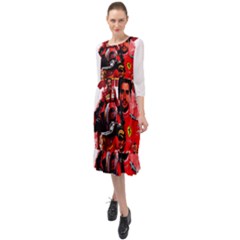 Carlos Sainz Ruffle End Midi Chiffon Dress by Boster123