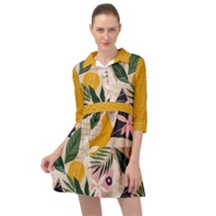 Floral Plants Jungle Polka 1 Mini Skater Shirt Dress by flowerland