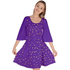 Pattern Seamless Gold Stars Velour Kimono Dress by flowerland