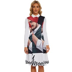 Moosewala Long Sleeve Shirt Collar A-line Dress by Mayank