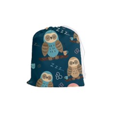 Seamless-pattern-owls-dreaming Drawstring Pouch (medium) by pakminggu