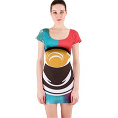 Coffee Tea Cappuccino Short Sleeve Bodycon Dress by uniart180623