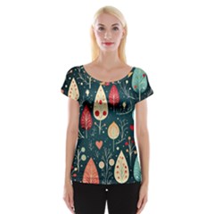 Christmas Tree Pattern Cap Sleeve Top by pakminggu