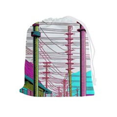 Poles Wires Drawstring Pouch (xl) by uniart180623