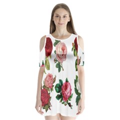 Roses-white Shoulder Cutout Velvet One Piece by nateshop