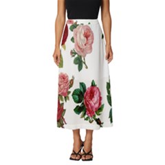 Roses-white Classic Midi Chiffon Skirt by nateshop