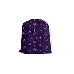 Vector Seamless Dark Zodiac Sign Star Symbol Pattern Drawstring Pouch (small) by Bedest