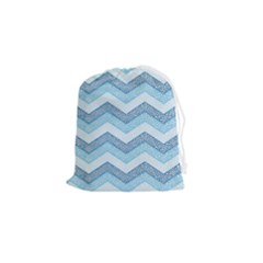 Seamless Pattern Of Cute Summer Blue Line Zigzag Drawstring Pouch (small) by Bedest