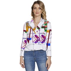 Mathematics Formula Physics School Women s Long Sleeve Revers Collar Cropped Jacket by Bedest