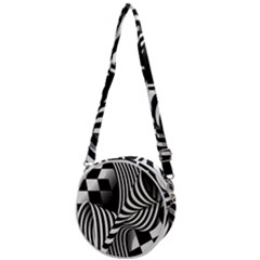 Op-art-black-white-drawing Crossbody Circle Bag by Bedest